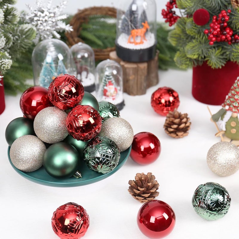 RoseCraft 30PCS Christmas Ball Ornaments, 2.36" Red/Green/Gold Shatterproof Ornament Set for Christmas Tree Hanging Decorations, for Home Holiday Xmas Party Decor. - Image 4